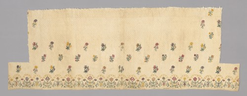 Fragments from a Bedcover made of Petticoat Borders, Late 18th century, France, Cotton, plain