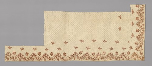 Fragments from a Bedcover made of Petticoat Borders, Late 18th century, France, Cotton, plain