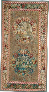 Millefleur with Medallions, 1540/60, Flanders, Bruges, Bruges, Wool, cotton and silk, slit and