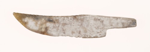 Knife, Shang dynasty (c. 1600–1046 B.C.), China, Jade, 3 3/16 × 1 1/8 × 3/16 in.
