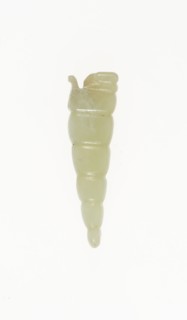 Silkworm Pupa Pendant, Shang or Western Zhou period, 13th/10th century B.C., China, Jade, 3.7 × 1.1