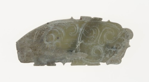 Plaque with Dragon Design, Western Zhou period, 11th/10th century B.C., China, Jade, 2 15/16 × 1