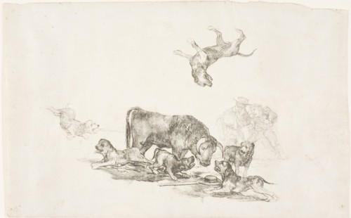 Bull Attacked by Dogs, 1824–25, Francisco José de Goya y Lucientes, Spanish, 1746-1828, Spain,