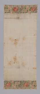 Towel or Napkin, 19th century, Turkey, Turkey, Towel, embroidered with floral and fruit scroll