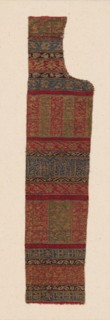 Fragment, 15th century, Andalucia, Spain, Andalucia, Silk and gilt-metal-strip-wrapped silk, satin