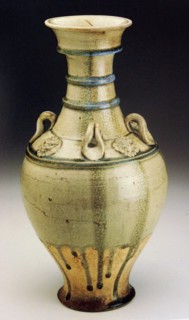 Vase (Hu) with Horizontal Bands, Loop Handles, and Lionlike Medallions, Sui dynasty (581–618),