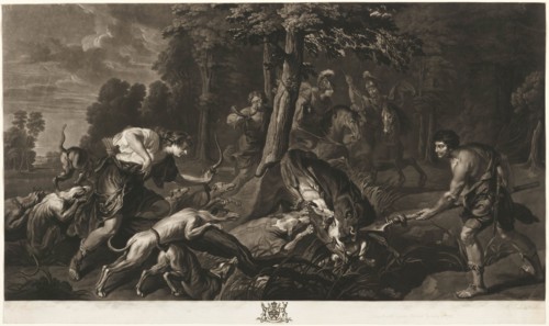 The Calydonian Boar Hunt, from the Houghton Gallery, 1781, Richard Earlom (British, 1743-1822),