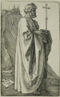 St. Philip, 1526, Albrecht Dürer, German, 1471-1528, Germany, Engraving in black on ivory laid