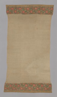 Cover, 19th century, Turkey, Turkey, embroidered ends in a rose spray pattern, edged with a wide