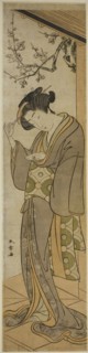 Woman on a Verandah About to Open a Letter, mid–late 1770s, Katsukawa Shunsho ?? ??, Japanese,