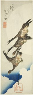 Flying geese and full moon, early 1830s, Utagawa Hiroshige ?? ??, Japanese, 1797-1858, Japan, Color