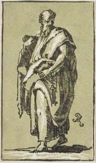 St. Peter, n.d., Conte Anton Maria Zanetti, Italian, 1680–1767, Italy, Chiaroscuro woodcut in green