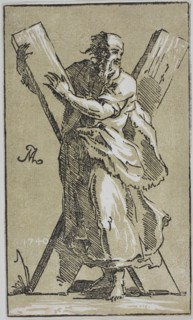 St. Andrew, 1740, Conte Anton Maria Zanetti, Italian, 1680–1767, Italy, Chiaroscuro woodcut in