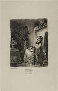Marguerite at the Spinning Wheel, from Faust, 1828, Eugène Delacroix, French, 1798-1863, France,