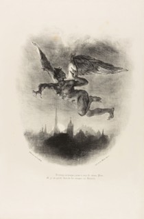 Mephistopheles Flying, from Faust, 1828, Eugène Delacroix, French, 1798-1863, France, Lithograph in