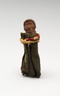 Mold-Made Female Figurine Wrapped in Cloth and Tied with String, c. A.D. 100/600, Possibly Moche,