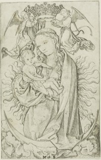 The Madonna on the Crescent Crowned by Two Angels, 1470–75, Martin Schongauer, German, c.