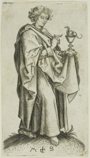 St. John, from Apostles, n.d., Martin Schongauer, German, c. 1450-1491, Germany, Engraving on