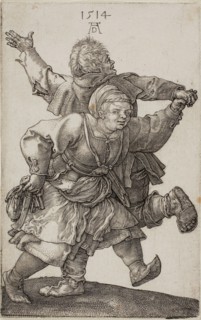Peasant Couple Dancing, 1514, Albrecht Dürer, German, 1471-1528, Germany, Engraving in black on