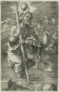St. Christopher Facing to the Right, 1521, Albrecht Dürer, German, 1471-1528, Germany, Engraving in