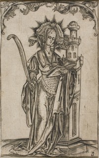 Saint Barbara with a Palm and a Book, 1500–25, Master S, Netherlandish, active 1500-1525,