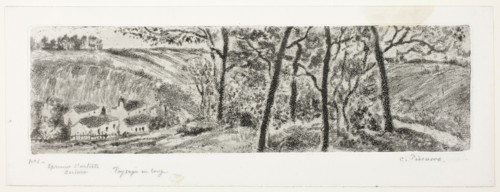 Landscape Panorama, 1879, Camille Pissarro, French, 1830-1903, France, Etching and aquatint in
