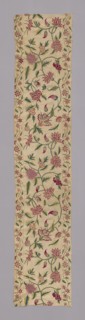 Panel, 18th century, Queen Anne period, England, Linen, plain weave, embroidered in polychrome silk