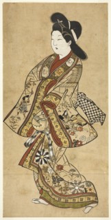A Beauty Walking, 17th century, Sugimura Jihei, Japanese, active c. 1681-98, Japan, Hand-colored