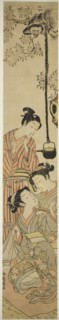 Gibbon snatching sake pot from flower-viewing party, c. 1772, Isoda Koryusai, Japanese, 1735-1790,