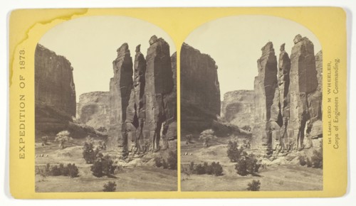 Camp Beauty, Canñon de Chelle, walls 1.200 feet high, width of Cañon at this point about one fourth