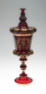Covered Vase, Mid 19th century, Bohemia, Czech Republic, Bohemia, Glass, decorated with ruby