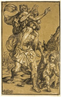 Aeneas Carrying His Father, Anchises, 1643, Ludolph Büsinck (German, 1599/1602–1669), after Georges