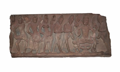 Fragment of a Temple Doorway Lintel, Chandella period, c. 11th century, India, Uttar Pradesh, Red