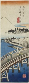 Nihon Bridge seen in the Snow (Nihonbashi setchu no kei), from the series Famous Views in the