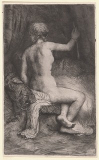 Woman with the Arrow, 1661, Rembrandt van Rijn, Dutch, 1606-1669, Holland, Etching, drypoint and