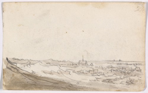 Panorama, 1650–51, Jan van Goyen, Dutch, 1596-1656, Netherlands, Black chalk, with brush and brown
