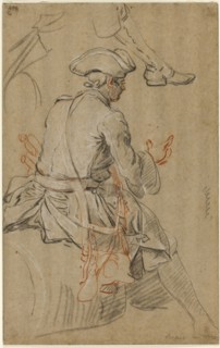 Sketch of Man on Horseback, with Separate Sketch of his Right Foot, n.d., Pierre Lenfant, French,