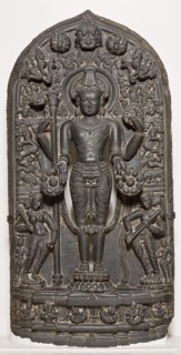 God Vishnu with Goddesses Lakshmi and Sarasvati, Pala period, 10th/12th century, Bangladesh or