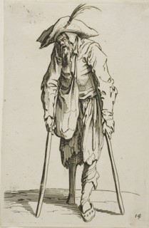 The Beggar with the Wooden Leg, plate fourteen from The Beggars, c. 1622, Jacques Callot, French,