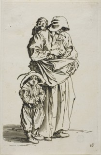 A Mother with her Three Children, plate 18 from The Beggars, c. 1622, Jacques Callot, French,