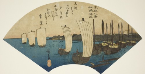 Returning Sails at Tsukudajima (Tsukudajima kihan), from the series Eight Views of the Eastern