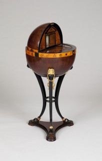 Globe-Shaped Work Table, c. 1820, Vienna, Austria, Vienna, Fruitwood and fruitwood veneers interior