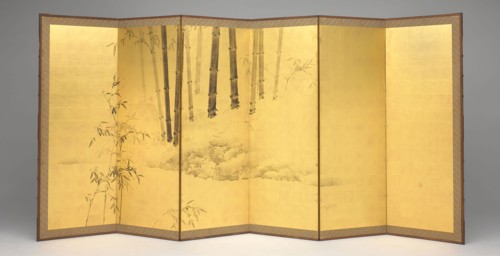 Bamboo, early 19th century, Kishi Ganku, Japanese, 1749-1838, Japan, Pair of six-panel screens, ink