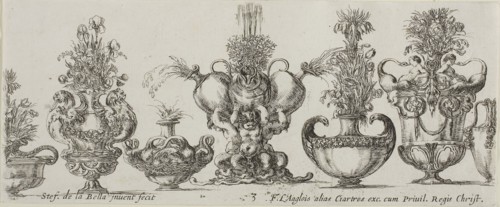 Plate Three from Collection of Various Vases, before 1648, Stefano della Bella, Italian, 1610-1664,