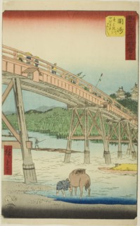 Okazaki: Yahagi Bridge on the Yahagi River (Okazaki, Yahagigawa Yahagi no hashi), no. 39 from the