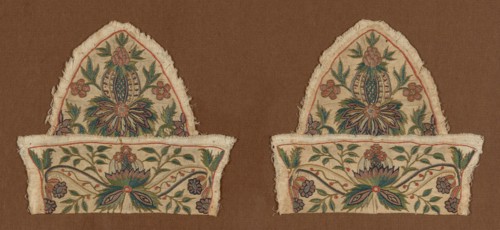 Cap (Disassembled), 18th century, England, Wool, twill weave, embroidered in chain stitch and