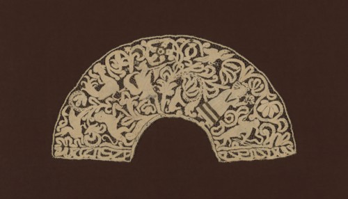 Fan Leaf, 1725/50, Italy, Linen and gilt-metal-strip-wrapped silk, bobbin part lace with some