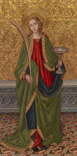 Saint Lucy, About 1500, Vergós Workshop, Spanish, documented 1439–1503, Spain, Oil and gold on
