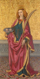 Saint Agatha, About 1500, Vergós workshop, Spanish, documented 1439–1503, Spain, Oil and gold on