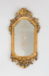 Mirror, Mid 18th century, Venice, Italy, Venice, Gilded wood, engraved mirror glass, 81.3 x 40.6 cm